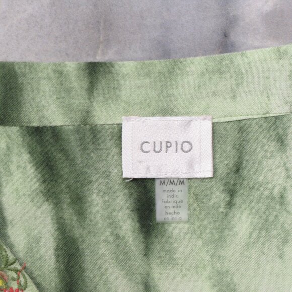 Cupio Boho Embroidered Green Wash Pull Over Blouse Size Medium - Picture 6 of 6